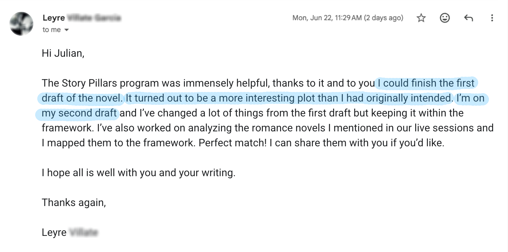 Email from Leyre